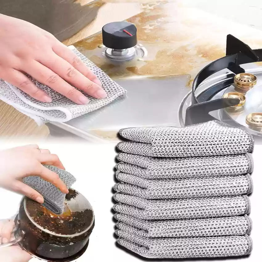 Magic Cleaning Cloth Kitchen Dishwashing Towel . It is a pack of 5 steel wire cloth